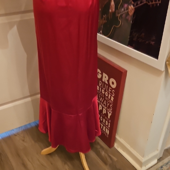 Nicole Miller Red Wrap-Front Maxi Dress with Ruffled Skirt - Picture 8 of 10
